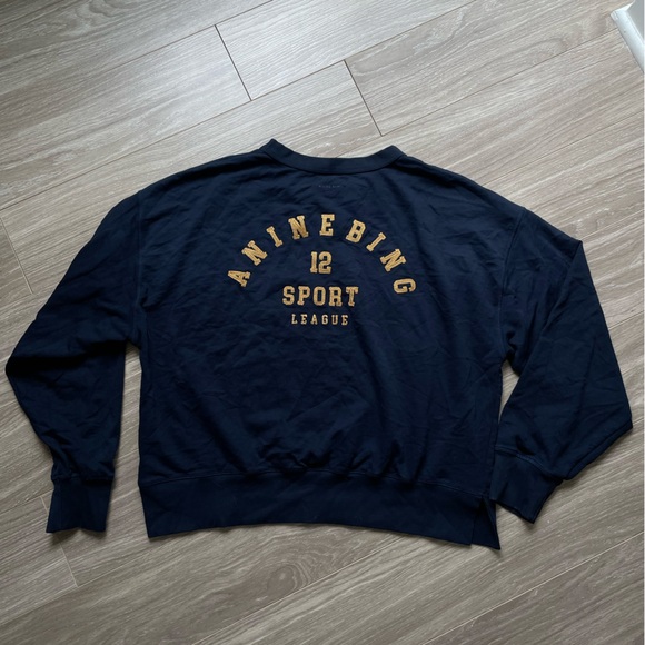 Anine Bing Rod League Sweatshirt in Washed Navy Sz L EUC Cotton - Picture 9 of 13